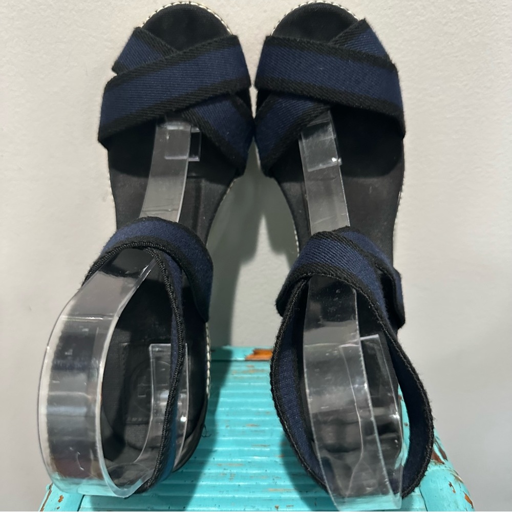 Tory Burch Adonis Espadrille Navy Black Size 9 - Picture 11 of 16